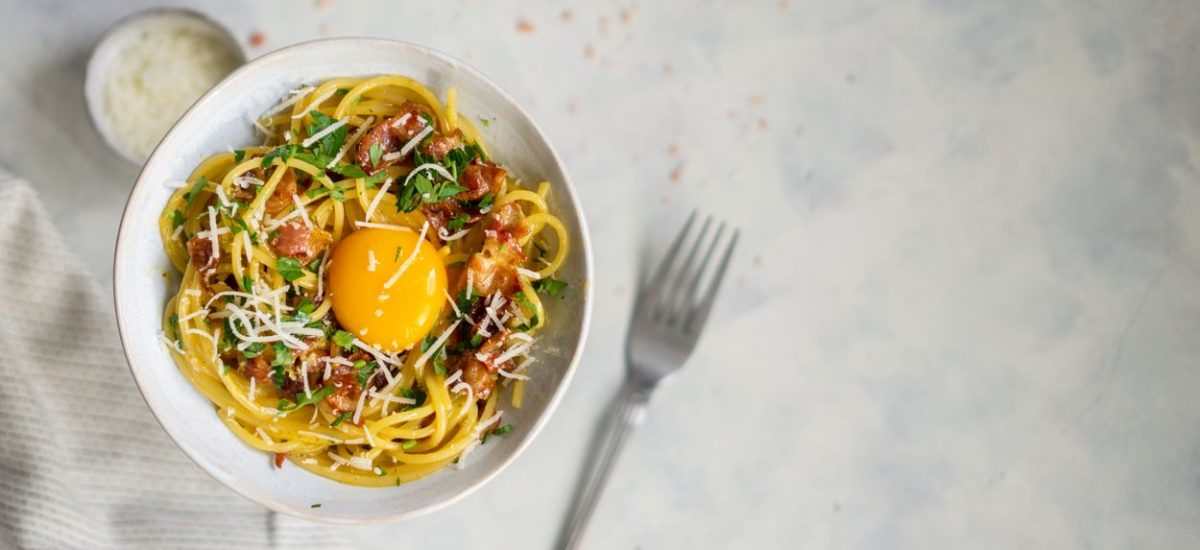 Spaghetti carbonara z kurkami